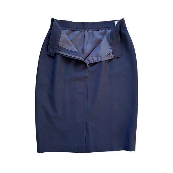 Vintage Mr Jax High-Waisted Navy Knee-Length Wool Lined Pencil Skirt Fits Size 8 - Picture 8 of 11